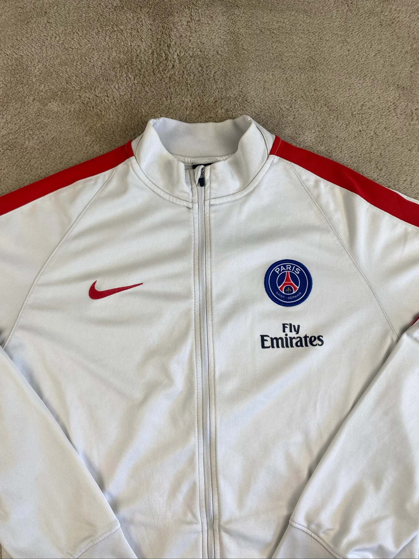 Nike PSG Jaqueta Esportiva Dri-FIT Branca Vermelha Tamanho XL Juvenil – photo 6